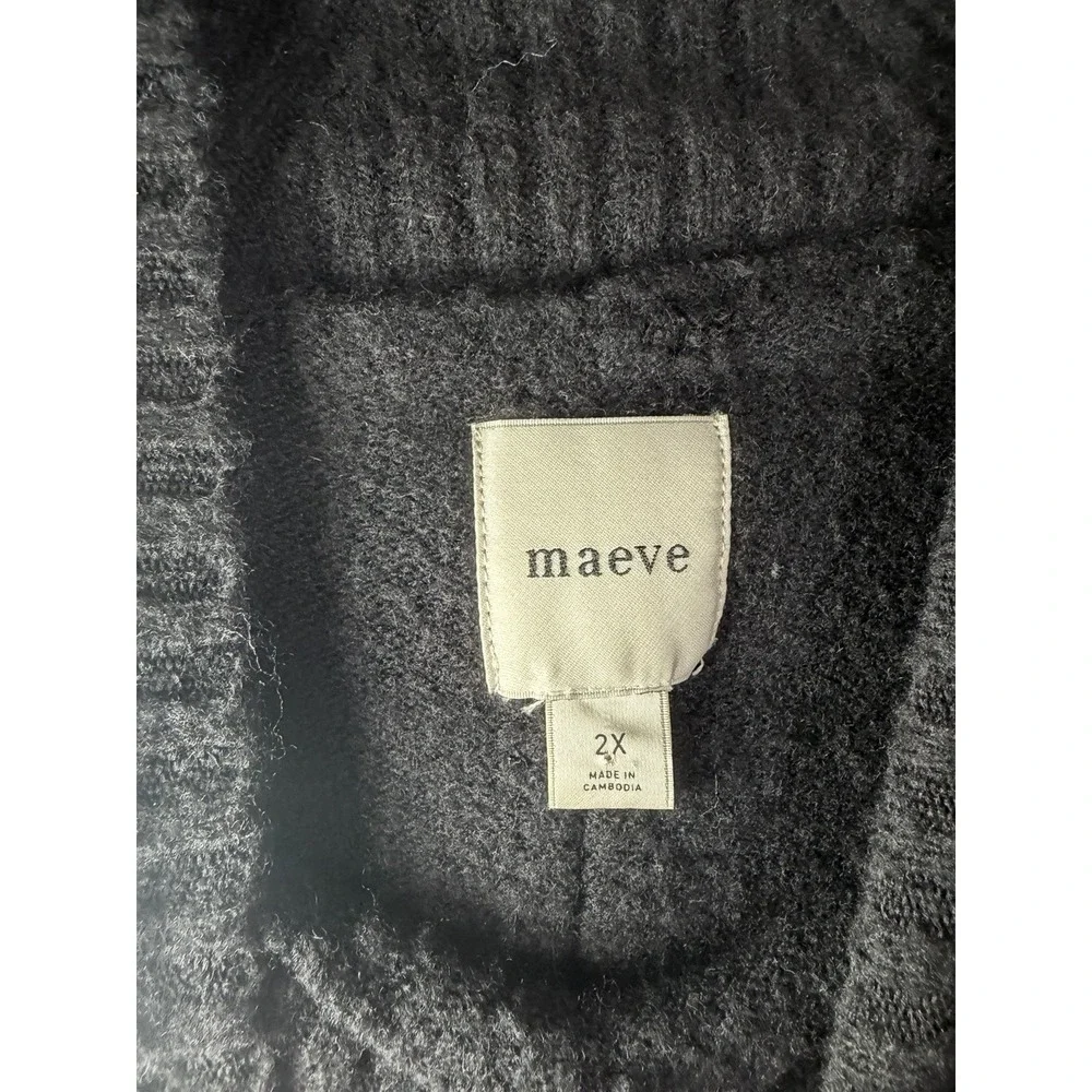 Anthropologie‎ Maeve Women's Turtleneck Sweater Black Wool Blend Size 2X